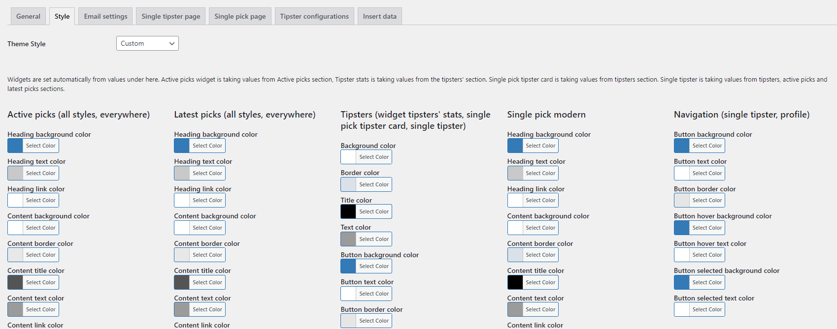 Configurations style admin