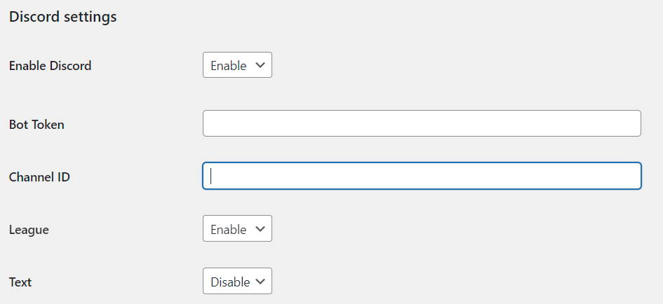 Configurations discord settings admin