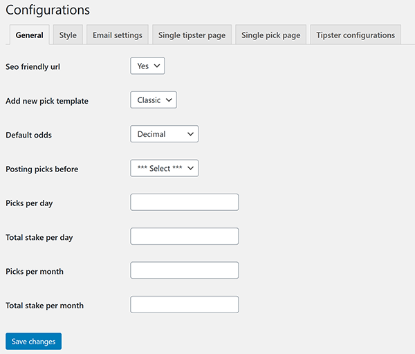 Configurations general admin