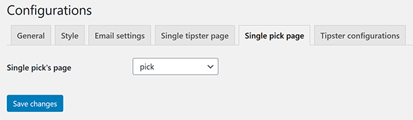 Configurations single pick admin