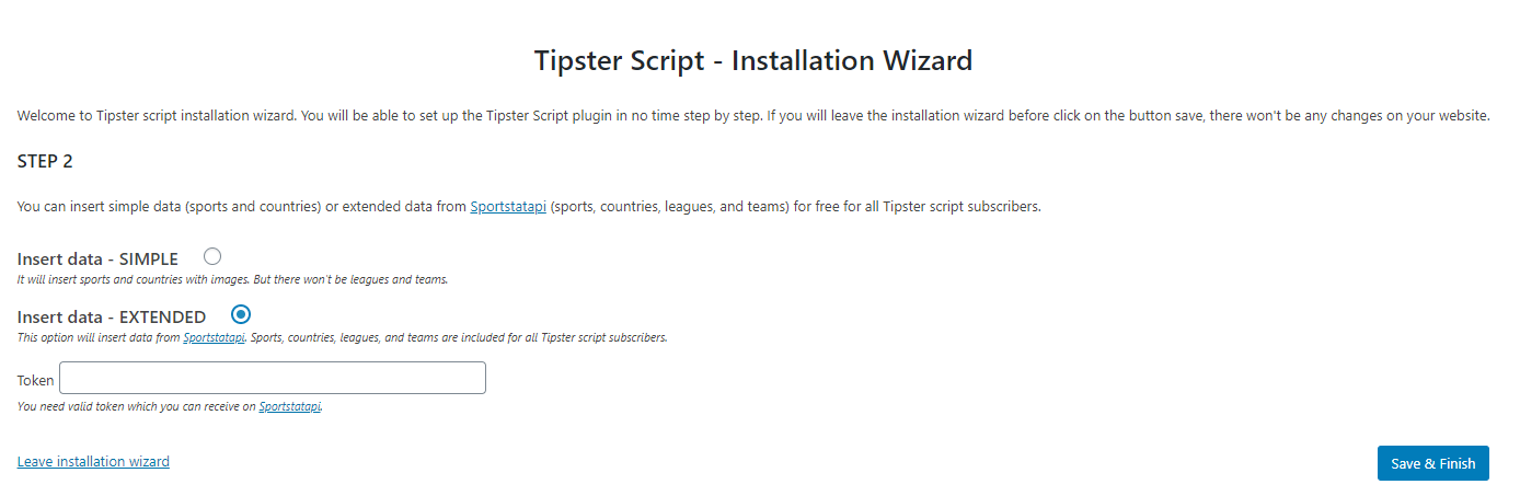 Installation wizard - Step 2