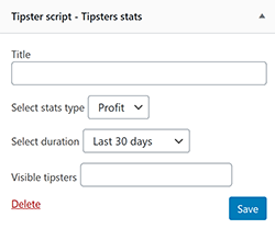 Tipster stats widget